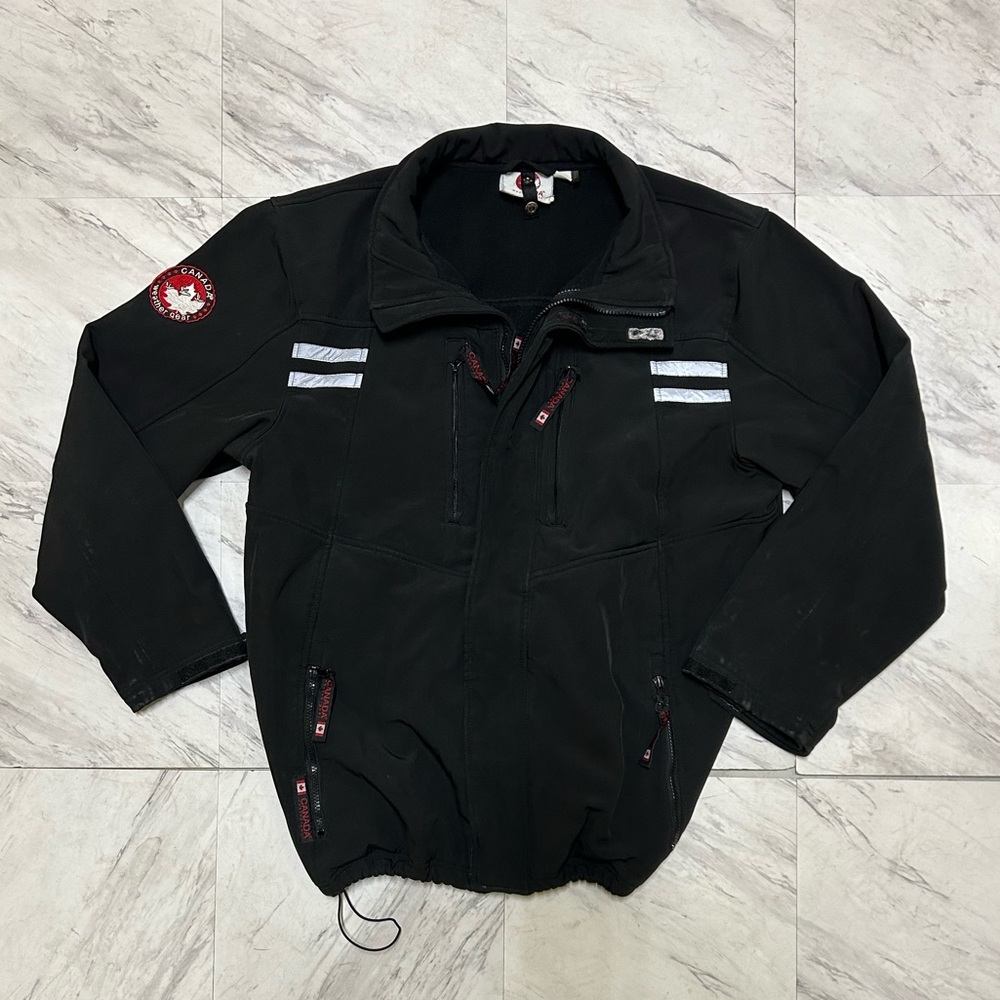 Canada Weather Gear Black Zip Up Snap Jacket Coat Polyester Shell